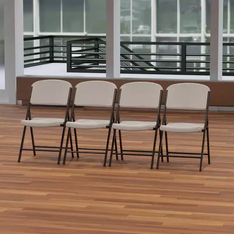 Sedia Pieghevole Confezione da 4, Schienale Alto, Beige / Nero / Bianco sporco / Bianco, Posti a sedere 4