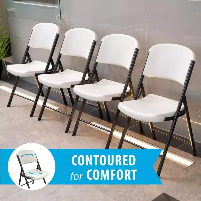 Sedia Pieghevole Confezione da 4, Schienale Alto, Beige / Nero / Bianco sporco / Bianco, Posti a sedere 4