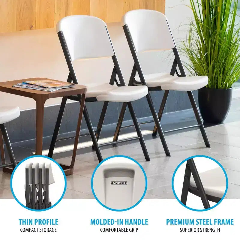 Sedia Pieghevole Confezione da 4, Schienale Alto, Beige / Nero / Bianco sporco / Bianco, Posti a sedere 4