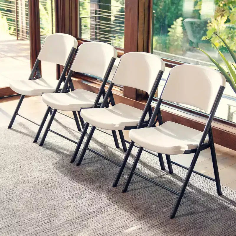 Sedia Pieghevole Confezione da 4, Schienale Alto, Beige / Nero / Bianco sporco / Bianco, Posti a sedere 4