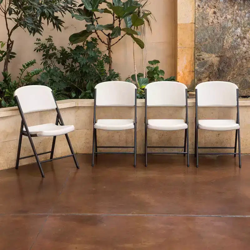 Sedia Pieghevole Confezione da 4, Schienale Alto, Beige / Nero / Bianco sporco / Bianco, Posti a sedere 4
