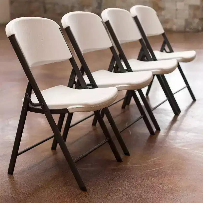 Sedia Pieghevole Confezione da 4, Schienale Alto, Beige / Nero / Bianco sporco / Bianco, Posti a sedere 4