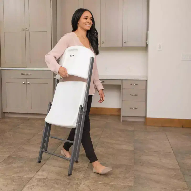 Sedia Pieghevole Confezione da 4, Schienale Alto, Beige / Nero / Bianco sporco / Bianco, Posti a sedere 4
