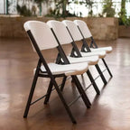 Sedia Pieghevole Confezione da 4, Schienale Alto, Beige / Nero / Bianco sporco / Bianco, Posti a sedere 4