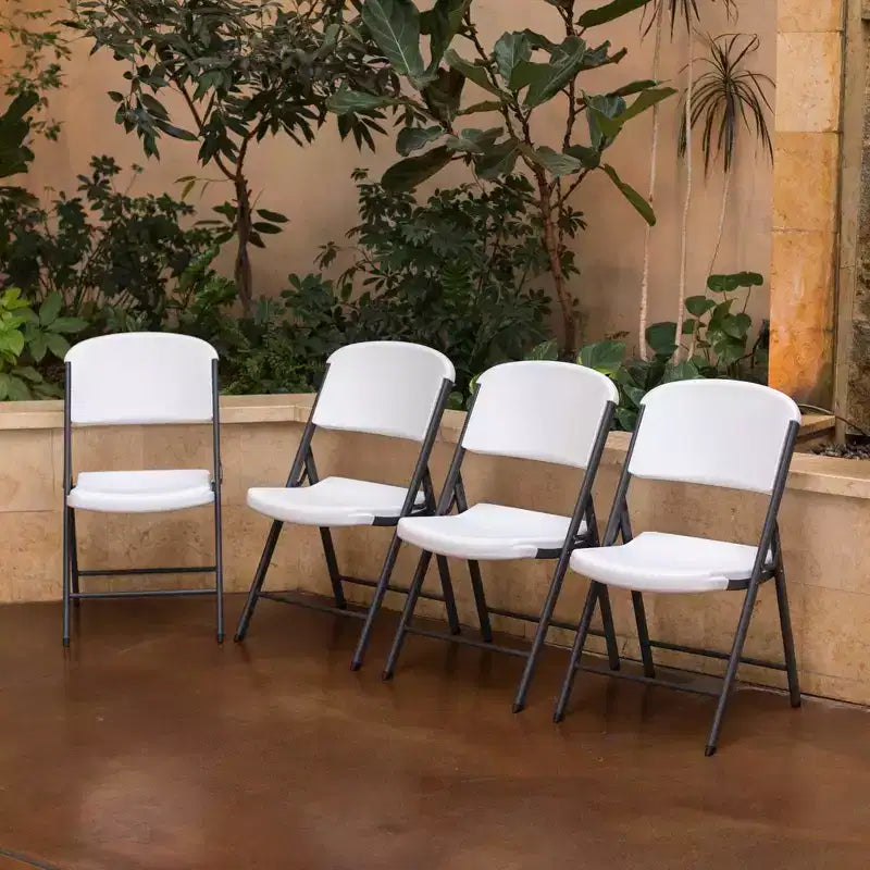 Sedia Pieghevole Confezione da 4, Schienale Alto, Beige / Nero / Bianco sporco / Bianco, Posti a sedere 4