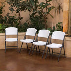 Sedia Pieghevole Confezione da 4, Schienale Alto, Beige / Nero / Bianco sporco / Bianco, Posti a sedere 4