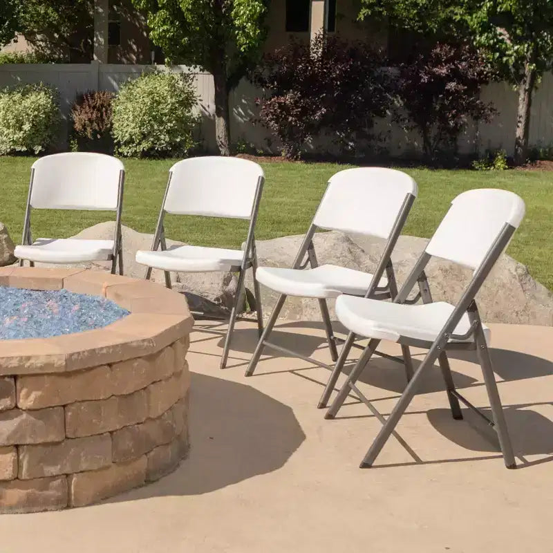Sedia Pieghevole Confezione da 4, Schienale Alto, Beige / Nero / Bianco sporco / Bianco, Posti a sedere 4
