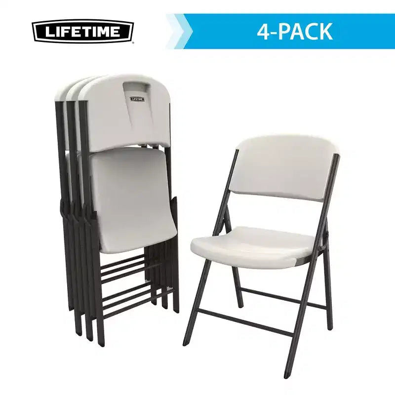 Sedia Pieghevole Confezione da 4, Schienale Alto, Beige / Nero / Bianco sporco / Bianco, Posti a sedere 4