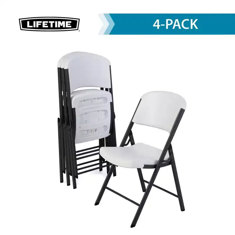 Sedia Pieghevole Confezione da 4, Schienale Alto, Beige / Nero / Bianco sporco / Bianco, Posti a sedere 4