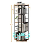 Scaffale porta libri girevole a 360° a 4 ripiani, struttura in metallo – Nero/Marrone/Bianco, singolo