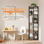 Scaffale porta libri girevole a 360° a 4 ripiani, struttura in metallo – Nero/Marrone/Bianco, singolo
