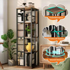 Scaffale porta libri girevole a 360° a 4 ripiani, struttura in metallo – Nero/Marrone/Bianco, singolo