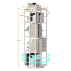Scaffale porta libri girevole a 360° a 4 ripiani, struttura in metallo – Nero/Marrone/Bianco, singolo