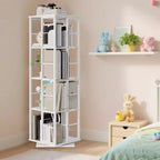 Scaffale porta libri girevole a 360° a 4 ripiani, struttura in metallo – Nero/Marrone/Bianco, singolo