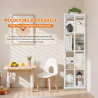Scaffale porta libri girevole a 360° a 4 ripiani, struttura in metallo – Nero/Marrone/Bianco, singolo