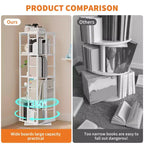 Scaffale porta libri girevole a 360° a 4 ripiani, struttura in metallo – Nero/Marrone/Bianco, singolo