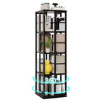 Scaffale porta libri girevole a 360° a 4 ripiani, struttura in metallo – Nero/Marrone/Bianco, singolo