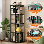 Scaffale porta libri girevole a 360° a 4 ripiani, struttura in metallo – Nero/Marrone/Bianco, singolo