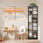 Scaffale porta libri girevole a 360° a 4 ripiani, struttura in metallo – Nero/Marrone/Bianco, singolo