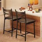 Acekool Bar Stools Set of 2, Upholstered Counter Height Chairs with Thick Cushions & Back Support for Kitchen Island & Apartment