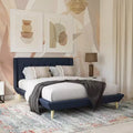 GDFStudio Harriman Modern Wood and Linen Tufted Upholstered Bed