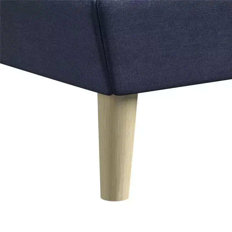 Letto a piattaforma imbottito con alette in lino grigio, Queen, 2 posti letto