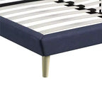 Letto a piattaforma imbottito con alette in lino grigio, Queen, 2 posti letto