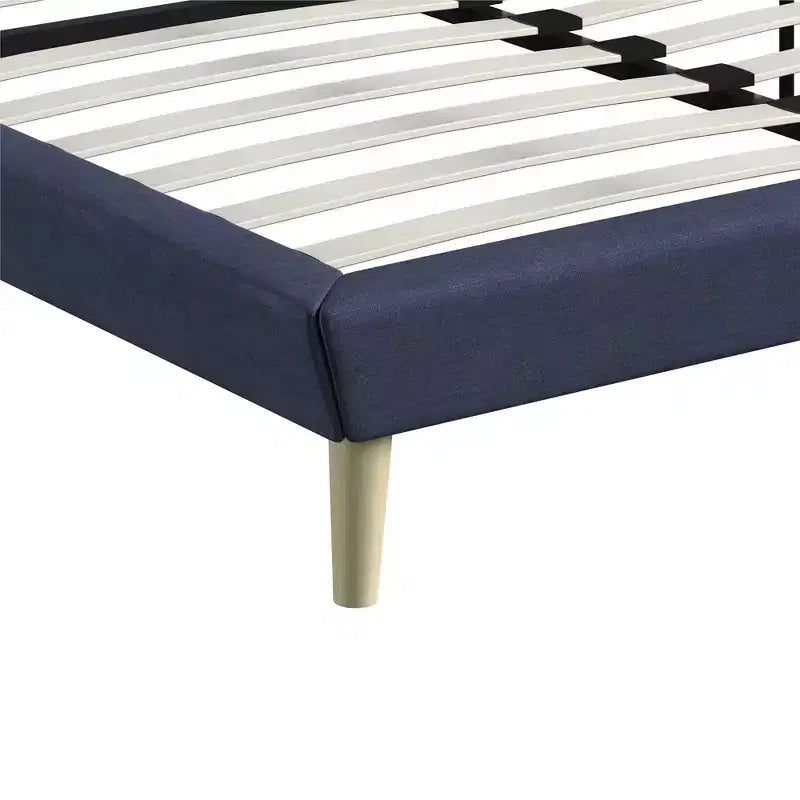 Letto a piattaforma imbottito con alette in lino grigio, Queen, 2 posti letto