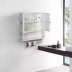 Armadietto di stoccaggio a muro con doppia porta in vetro bianca (utente singolo)