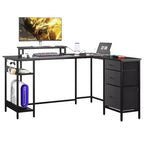 GALAXHERO 55-Inch L-Shaped Gaming Desk, Corner Computer Desk with Storage, Power Outlets & LED Lights, Office/Gaming Desk for Bedroom