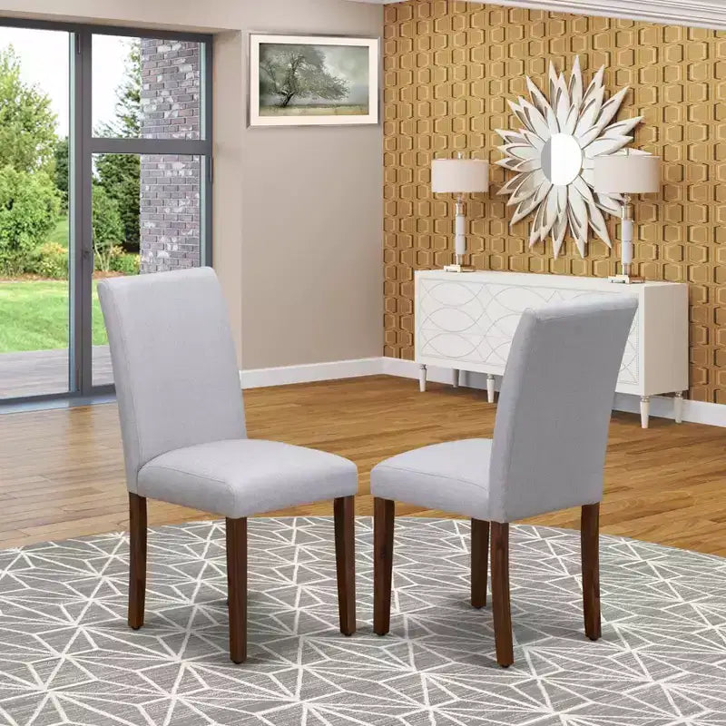 Sedia da pranzo imbottita in lino, stile Mid-Century, set da 2