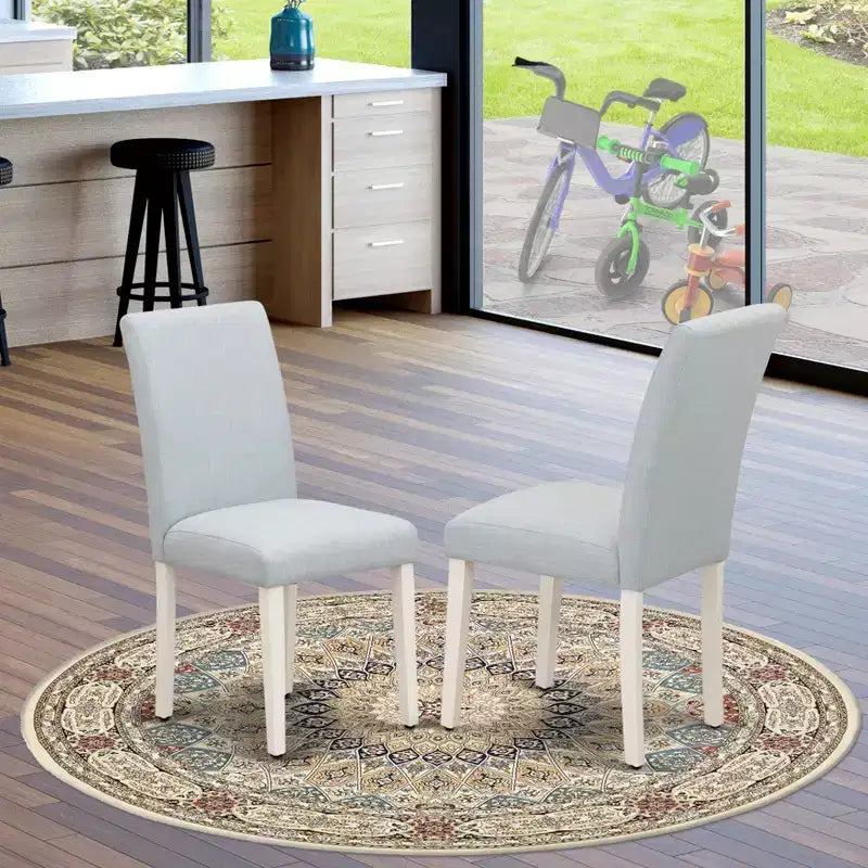 Sedia da pranzo imbottita in lino, stile Mid-Century, set da 2