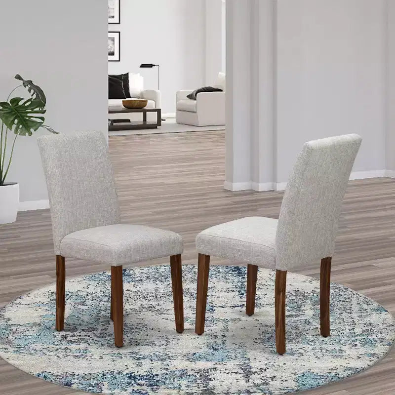 Sedia da pranzo imbottita in lino, stile Mid-Century, set da 2