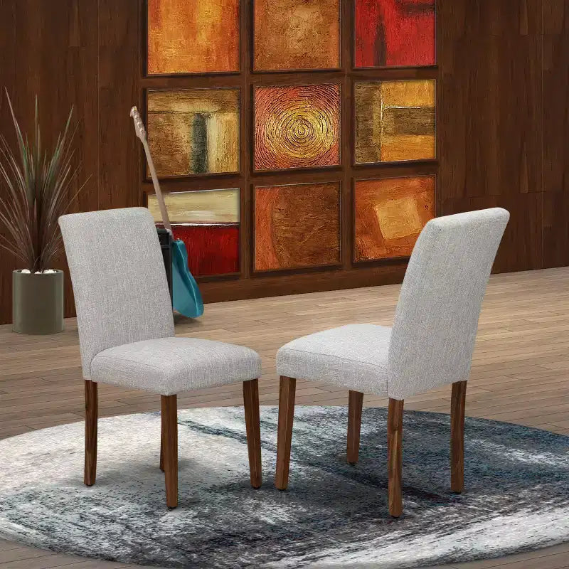 Sedia da pranzo imbottita in lino, stile Mid-Century, set da 2