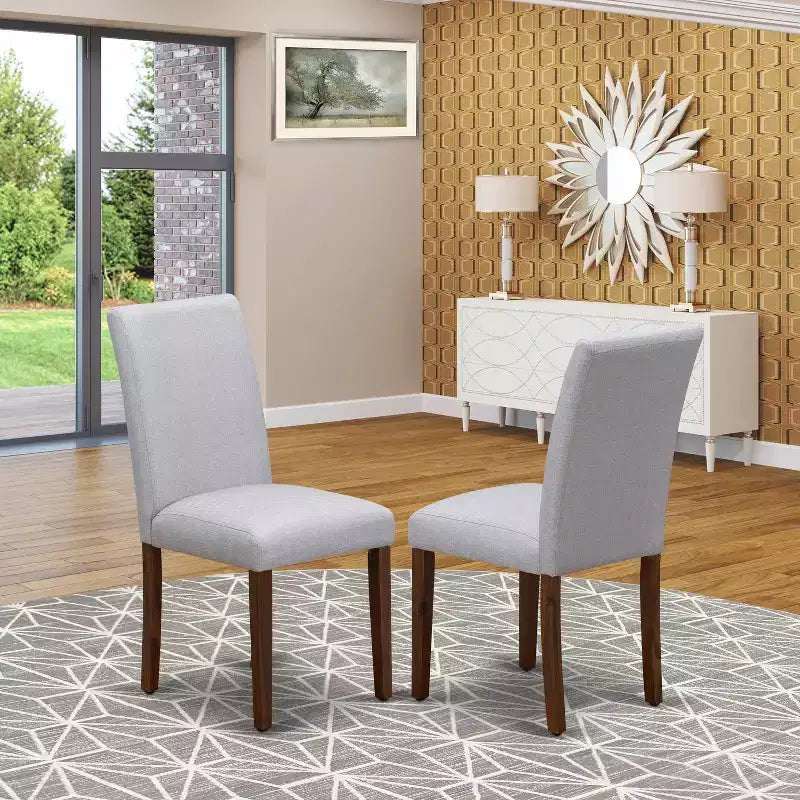 Sedia da pranzo imbottita in lino, stile Mid-Century, set da 2