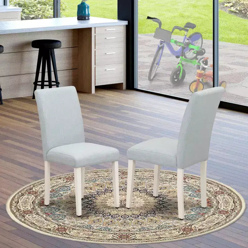 Sedia da pranzo imbottita in lino, stile Mid-Century, set da 2