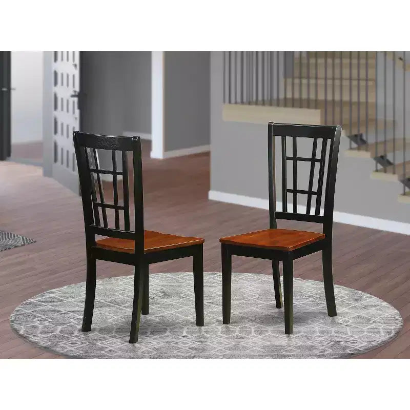 Sedia da pranzo moderna con schienale a waffle Black Cherry & Buttermilk, set da 2