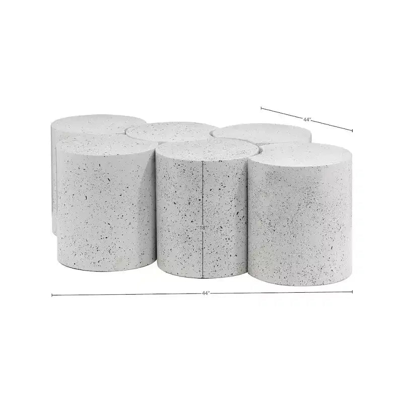 Tavolino esagonale in terrazzo, modulare, singolo