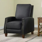 Poltrona reclinabile push-back in similpelle beige / nera / grigio antracite / marrone sella con profili borchiati, posto singolo