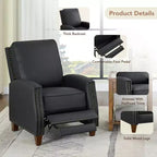 Poltrona reclinabile push-back in similpelle beige / nera / grigio antracite / marrone sella con profili borchiati, posto singolo