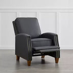 Poltrona reclinabile push-back in similpelle beige / nera / grigio antracite / marrone sella con profili borchiati, posto singolo