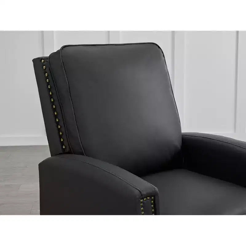 Poltrona reclinabile push-back in similpelle beige / nera / grigio antracite / marrone sella con profili borchiati, posto singolo