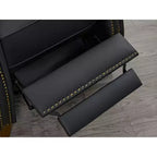 Poltrona reclinabile push-back in similpelle beige / nera / grigio antracite / marrone sella con profili borchiati, posto singolo