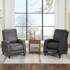 Poltrona reclinabile push-back in similpelle beige / nera / grigio antracite / marrone sella con profili borchiati, posto singolo