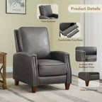 Poltrona reclinabile push-back in similpelle beige / nera / grigio antracite / marrone sella con profili borchiati, posto singolo