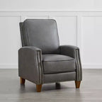 Poltrona reclinabile push-back in similpelle beige / nera / grigio antracite / marrone sella con profili borchiati, posto singolo