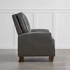 Poltrona reclinabile push-back in similpelle beige / nera / grigio antracite / marrone sella con profili borchiati, posto singolo