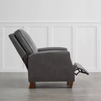 Poltrona reclinabile push-back in similpelle beige / nera / grigio antracite / marrone sella con profili borchiati, posto singolo