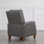 Poltrona reclinabile push-back in similpelle beige / nera / grigio antracite / marrone sella con profili borchiati, posto singolo
