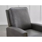Poltrona reclinabile push-back in similpelle beige / nera / grigio antracite / marrone sella con profili borchiati, posto singolo